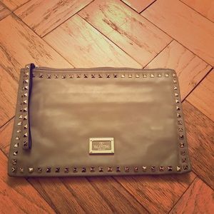 Grey/Beige Valentino Large Rock Stud Clutch Bag